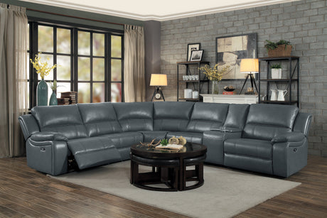 Falun Gray 6-Piece Modular Power Reclining Sectional - Ornate Home