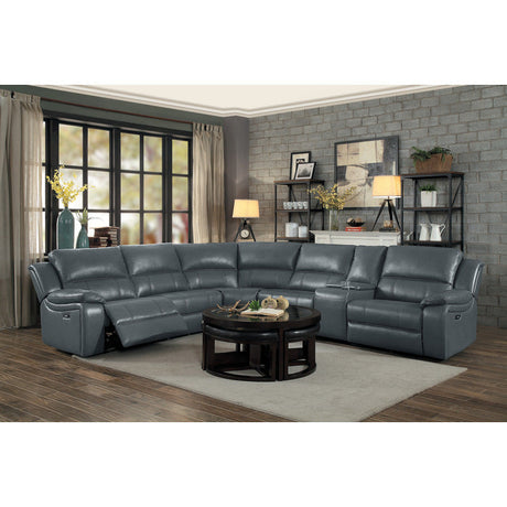 Falun Gray 6-Piece Modular Power Reclining Sectional - Ornate Home