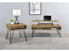 Fanning Golden Oak 2-piece Lift Top Coffee and End Table Set - Ornate Home