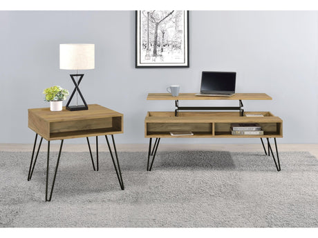 Fanning Golden Oak 2-piece Lift Top Coffee and End Table Set - Ornate Home