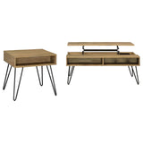 Fanning Golden Oak 2-piece Lift Top Coffee and End Table Set - Ornate Home