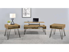 Fanning Golden Oak 3-piece Lift Top Coffee and End Table Set - Ornate Home