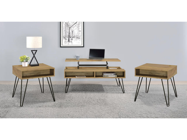 Fanning Golden Oak 3-piece Lift Top Coffee and End Table Set - Ornate Home