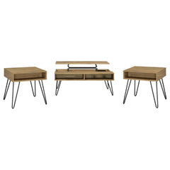 Fanning Golden Oak 3-piece Lift Top Coffee and End Table Set - Ornate Home