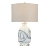 Fanning White/Blue Table Lamp - Ornate Home