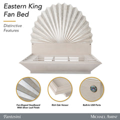 Fantosini Silver Leaf King Fan Bed - Ornate Home