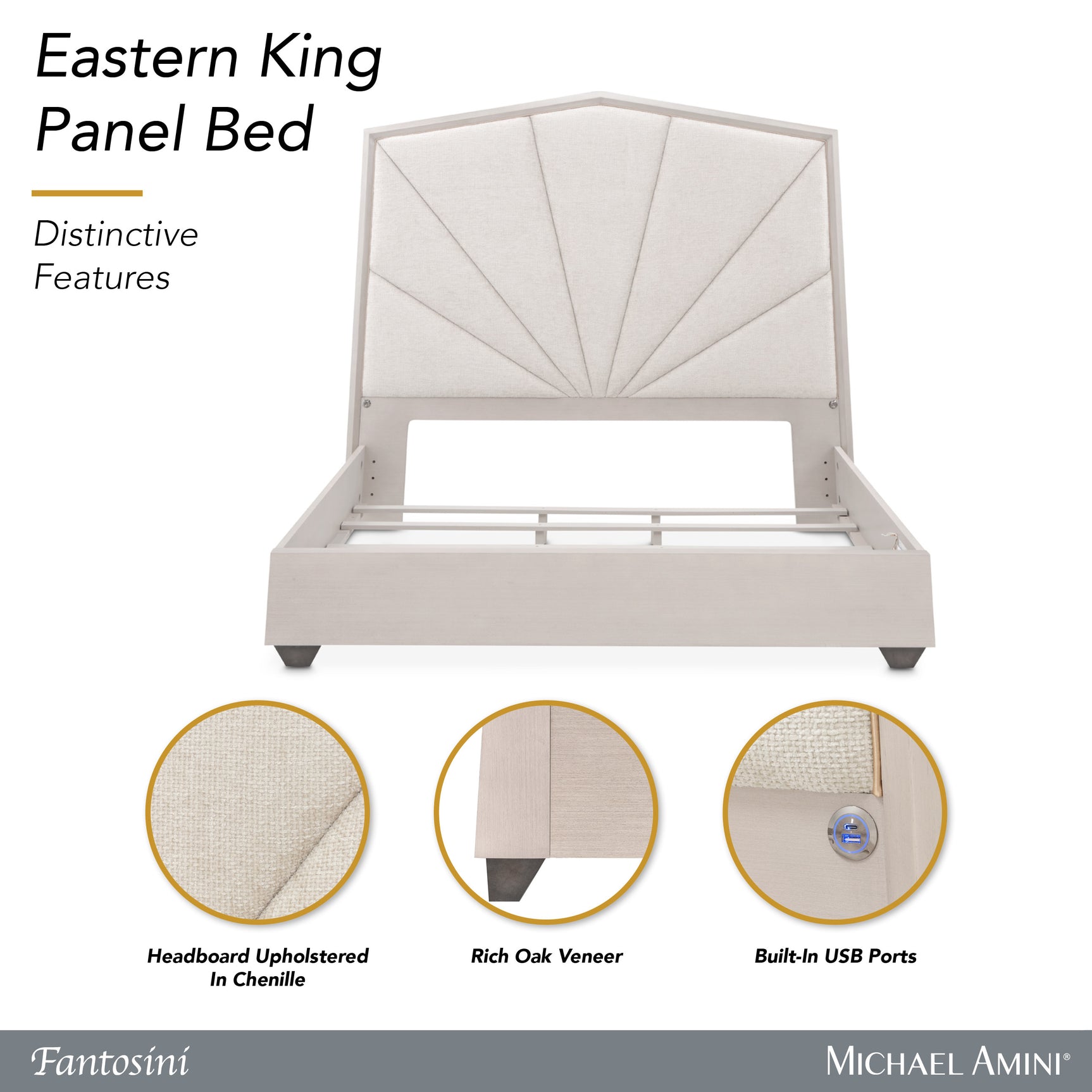 Fantosini Silver Mist/Cappuccino King Tufted Panel Bed - Ornate Home