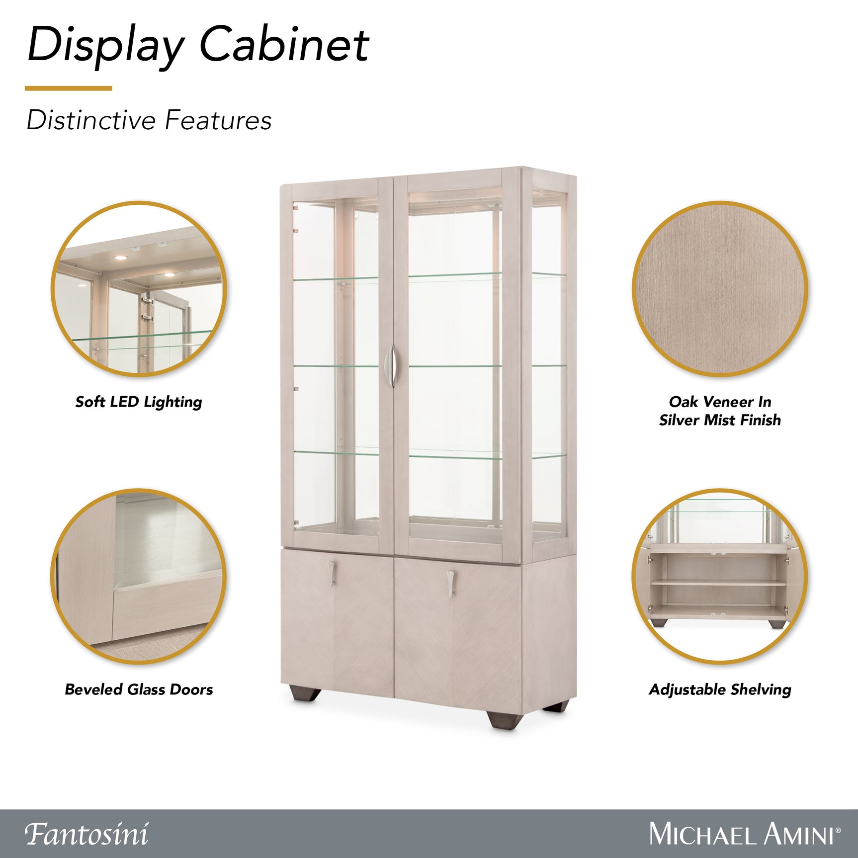 Fantosini Silver Mist Display Cabinet - Ornate Home