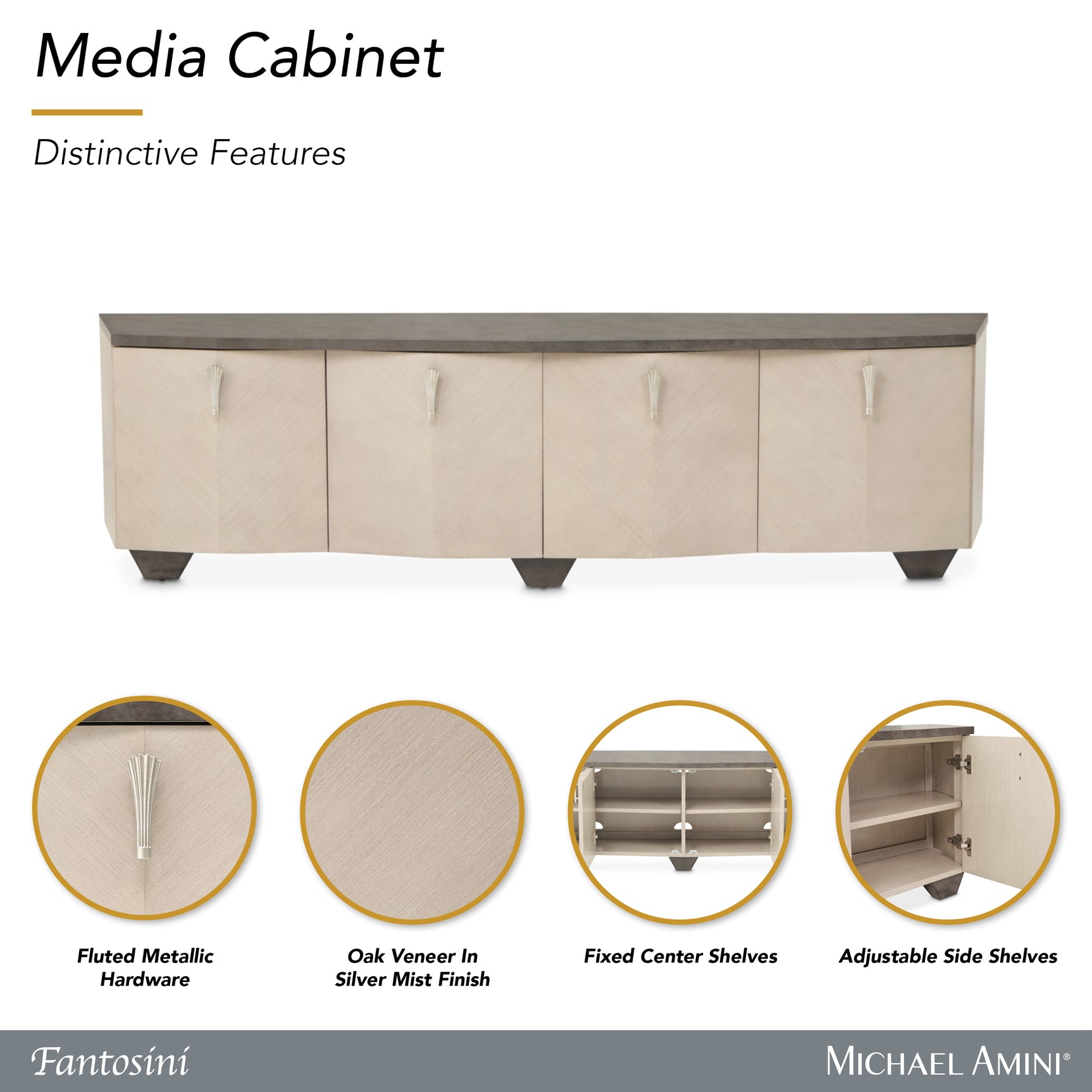 Fantosini Silver Mist Media Cabinet - Ornate Home
