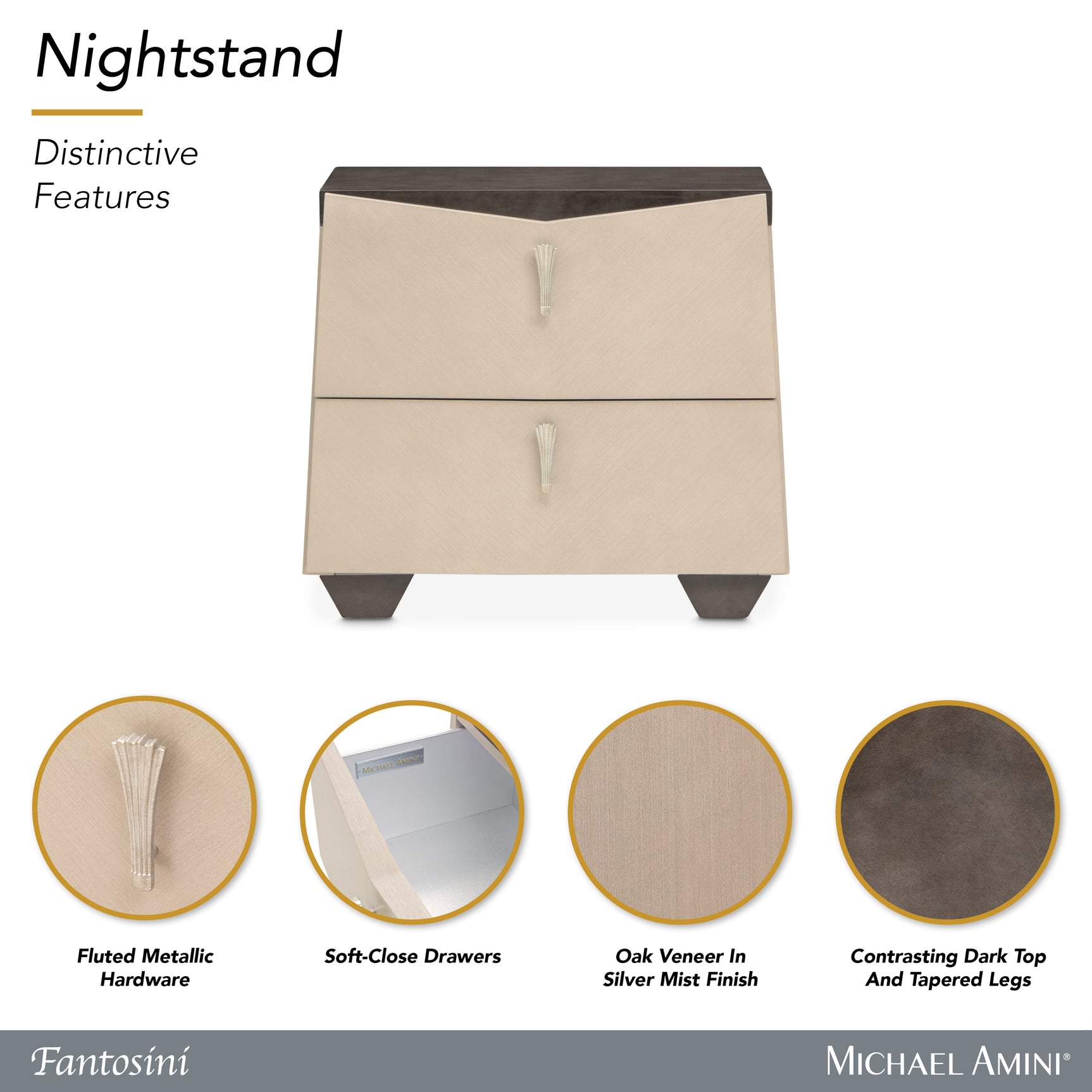 Fantosini Silver Mist Nightstand - Ornate Home