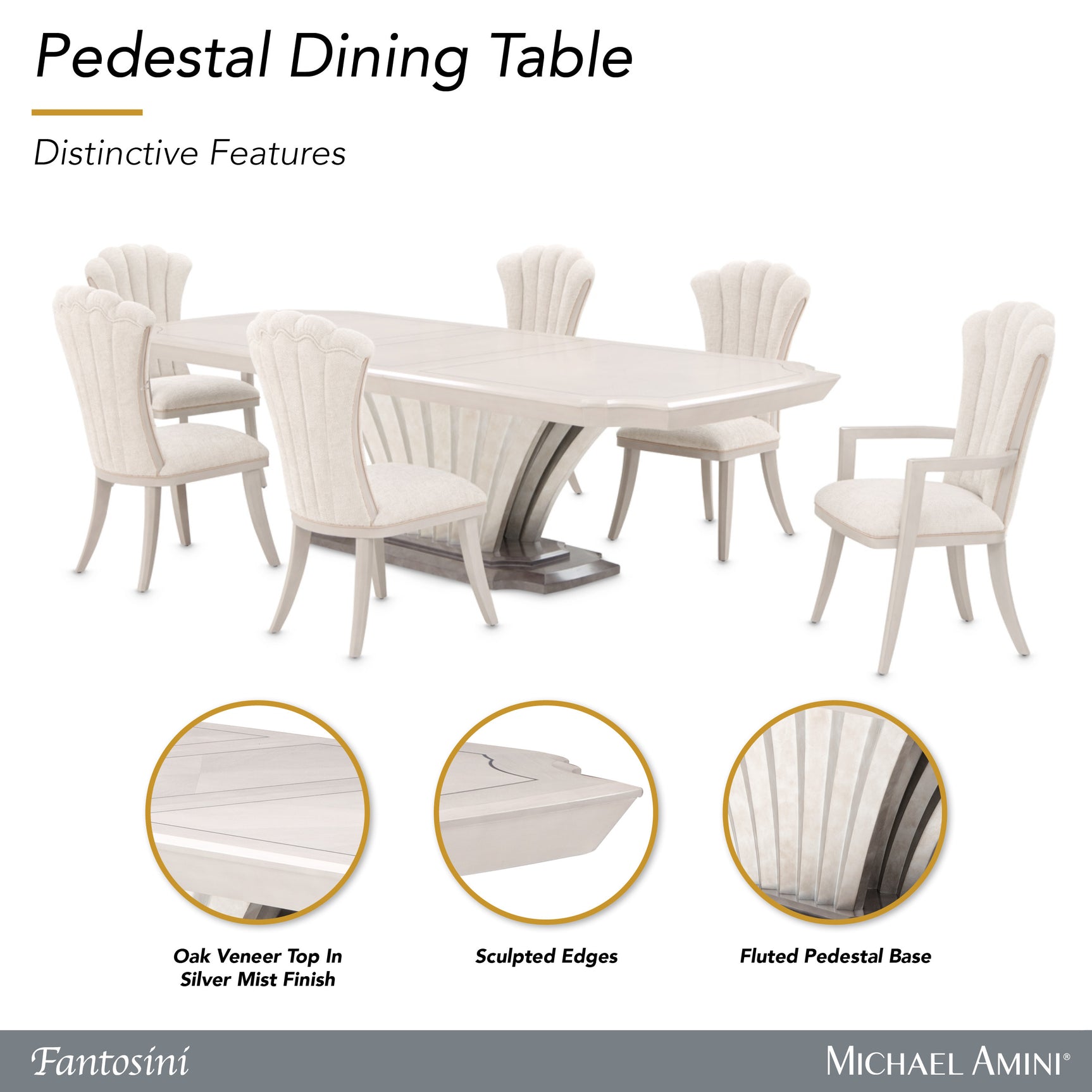 Fantosini Silver Mist Pedestal Dining Table - Ornate Home