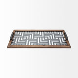 Fantuz Gray Metal, Wood and Glass Serving Tray - Ornate Home