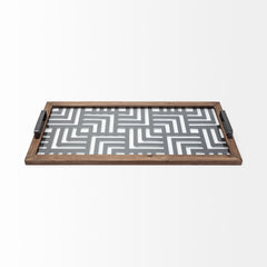 Fantuz Gray Metal, Wood and Glass Serving Tray - Ornate Home