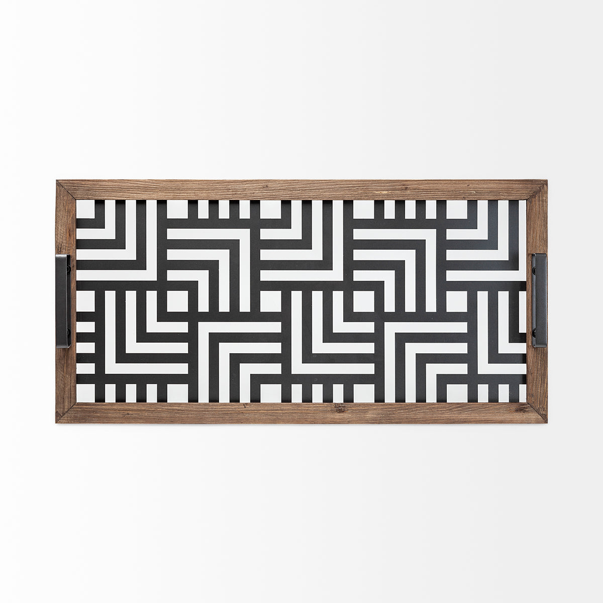 Fantuz Gray Metal, Wood and Glass Serving Tray - Ornate Home