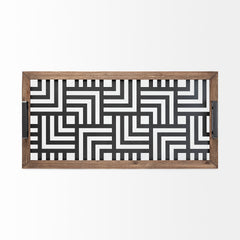 Fantuz Gray Metal, Wood and Glass Serving Tray - Ornate Home
