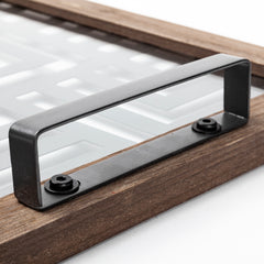 Fantuz Gray Metal, Wood and Glass Serving Tray - Ornate Home