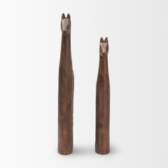 Farasi Medium Brown Wood Carved Horse Object (Set of 2) - Ornate Home