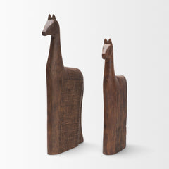 Farasi Medium Brown Wood Carved Horse Object (Set of 2) - Ornate Home