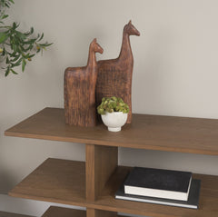 Farasi Medium Brown Wood Carved Horse Object (Set of 2) - Ornate Home