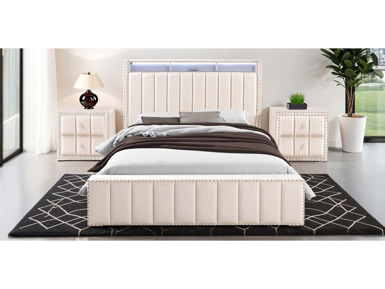 Farese Beige Full Bed - Ornate Home