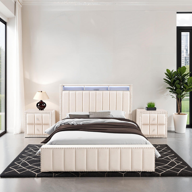 Farese Beige Queen Bed - Ornate Home