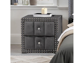 Farese Dark Gray Queen Bed w/ 2 Nightstands - Ornate Home