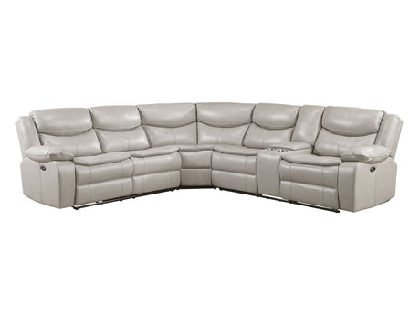 Fargo Silver Gray 3-Piece Power Reclining Sectional w/ Right Console - Ornate Home
