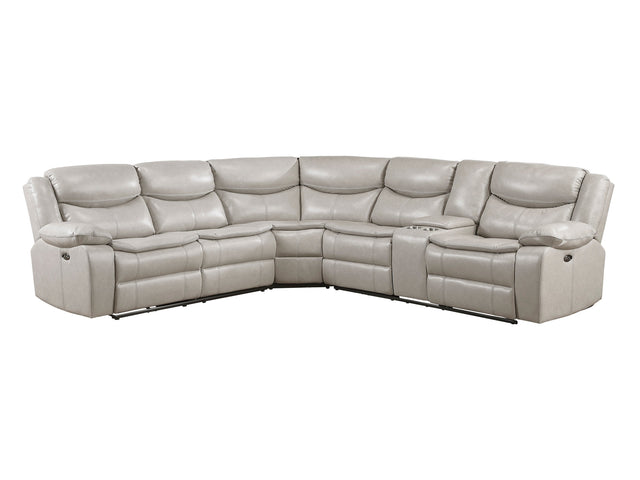 Fargo Silver Gray 3-Piece Power Reclining Sectional w/ Right Console - Ornate Home
