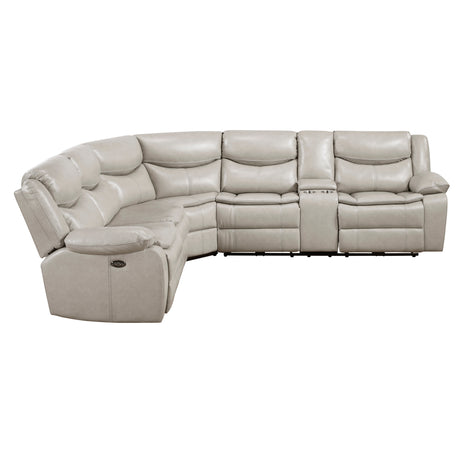 Fargo Silver Gray 3-Piece Power Reclining Sectional w/ Right Console - Ornate Home