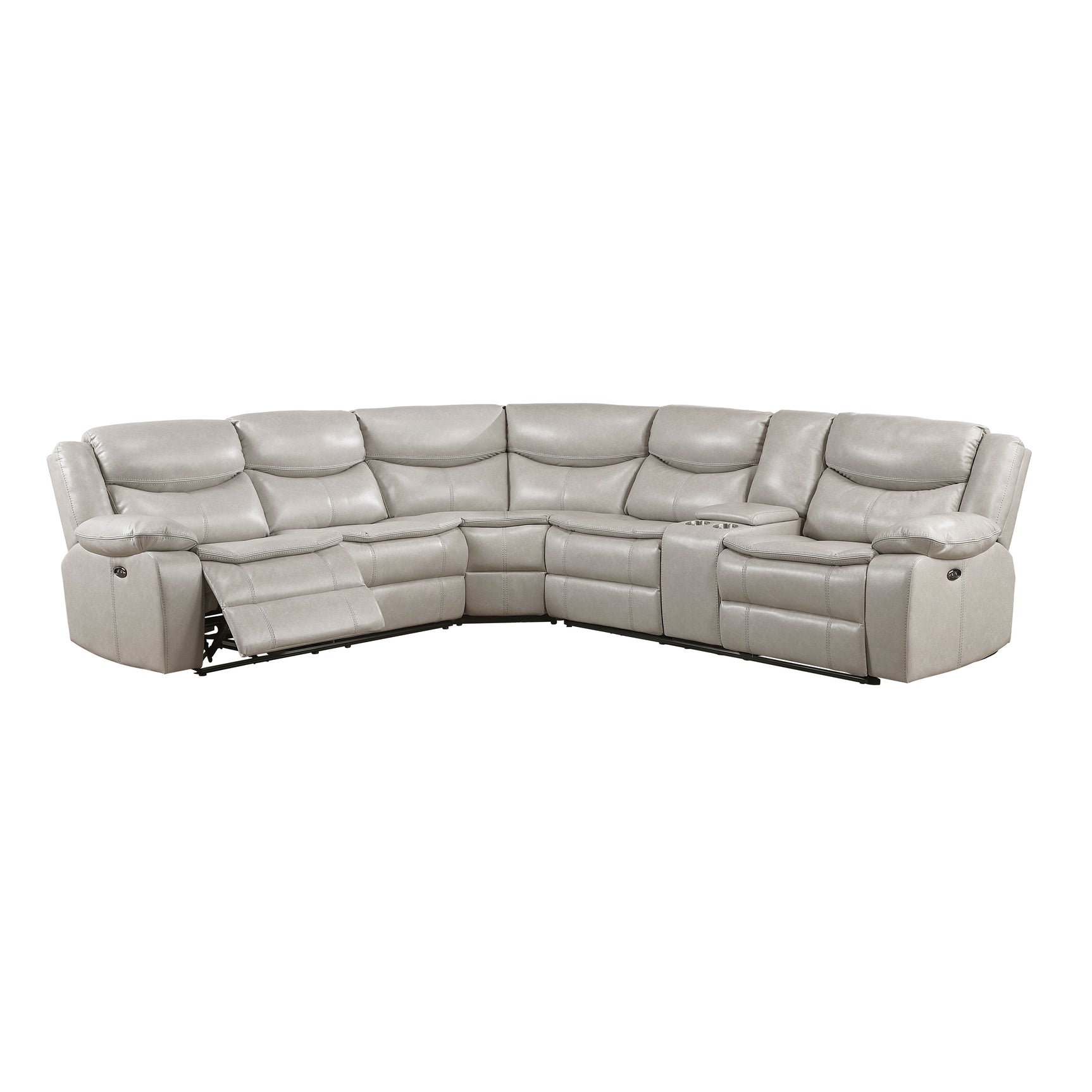 Fargo Silver Gray 3-Piece Power Reclining Sectional w/ Right Console - Ornate Home