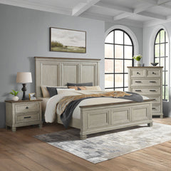 Farmington Medium Brown/Washed Stone 3-Piece King Panel Bedroom Set - Ornate Home