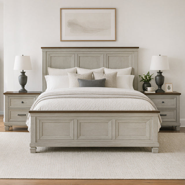 Farmington Medium Brown/Washed Stone 3-Piece Queen Bedroom Set - Ornate Home