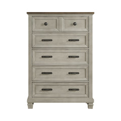Farmington Medium Brown/Washed Stone 5-Drawer Chest - Ornate Home