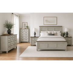 Farmington Medium Brown/Washed Stone 5-Piece King Bedroom Set - Ornate Home