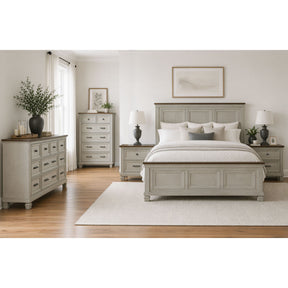 Farmington Medium Brown/Washed Stone 5-Piece Queen Bedroom Set - Ornate Home