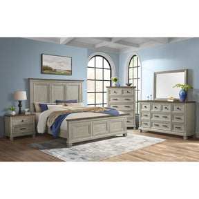 Farmington Medium Brown/Washed Stone 5-Piece Queen Panel Bedroom Set - Ornate Home