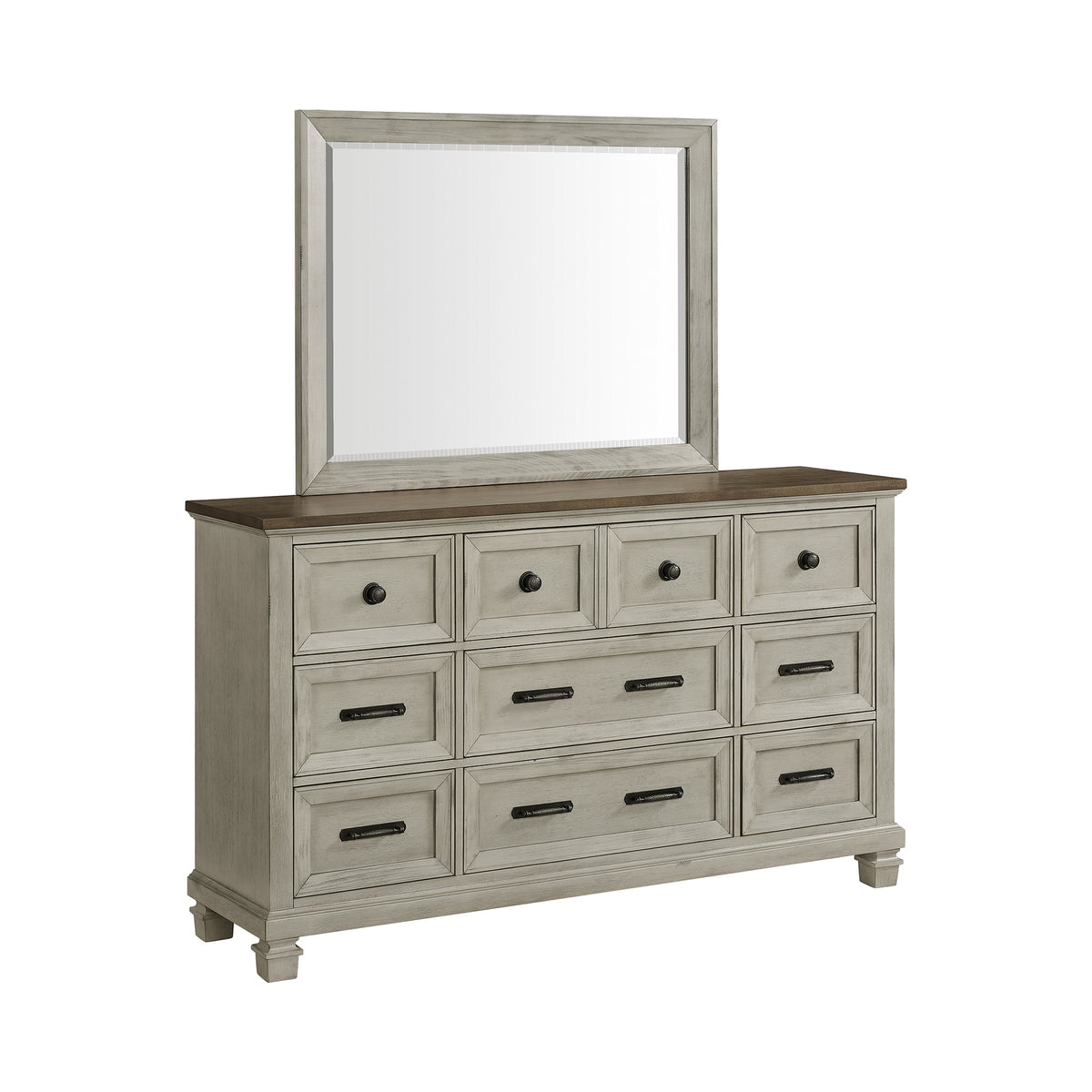 Farmington Medium Brown/Washed Stone 5-Piece Queen Panel Bedroom Set - Ornate Home