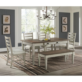 Farmington Medium Brown/Washed Stone 6-Piece Standard Height Dining Set - Ornate Home