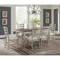 Farmington Medium Brown/Washed Stone 7-Piece Standard Height Dining Set - Ornate Home
