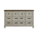 Farmington Medium Brown/Washed Stone 9-Drawer Dresser - Ornate Home