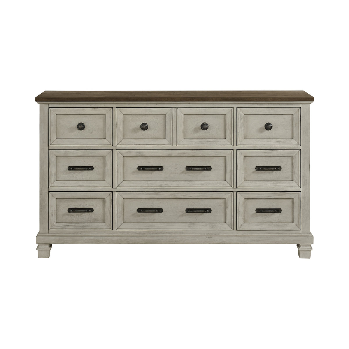 Farmington Medium Brown/Washed Stone 9-Drawer Dresser - Ornate Home