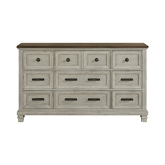 Farmington Medium Brown/Washed Stone 9-Drawer Dresser - Ornate Home