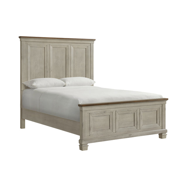 Farmington Medium Brown/Washed Stone Queen Panel Bed - Ornate Home