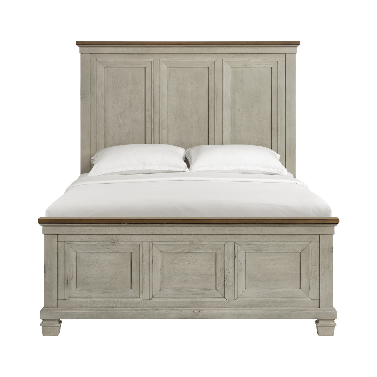 Farmington Medium Brown/Washed Stone Queen Panel Bed - Ornate Home