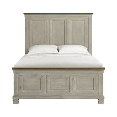 Farmington Medium Brown/Washed Stone Queen Panel Bed - Ornate Home