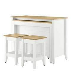 Farmstead Oak/White 3-Piece Kitchen Island and Stool Set - Ornate Home