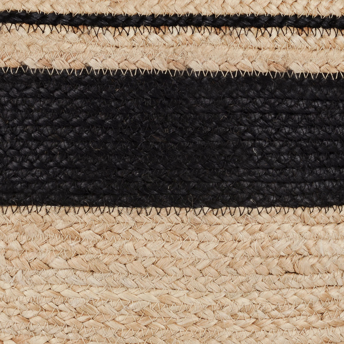 Faro Jute Beige Natural/Black Pouf - Ornate Home