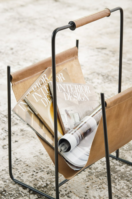 Faronworth Brown/Black Magazine Rack - Ornate Home