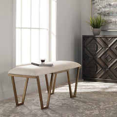 Farrah Gold/White Geometric Bench - Ornate Home