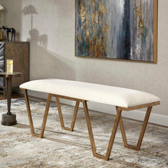 Farrah Gold/White Geometric Bench - Ornate Home